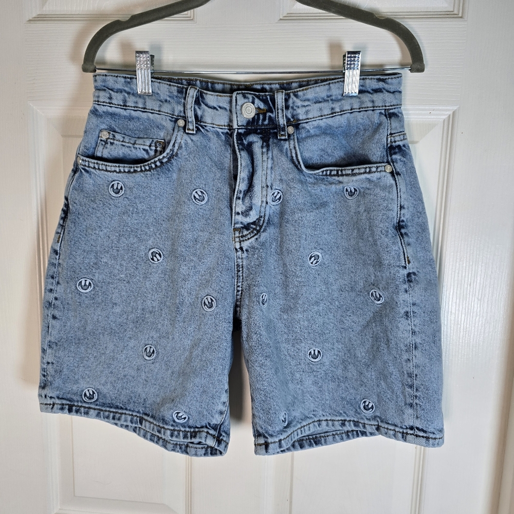 MAN Boohooman Denim Men Button Fly‎ Shorts Smileys 30